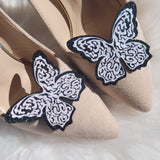 Glitter lace butterfly, wedding butterfly, butterfly shoe clips