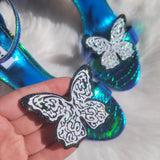 holographic glitter butterfly, shoe clips butterfly, butterfly bride shoe