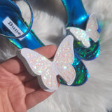 holographic pastel glitter butterfly shoe clips
