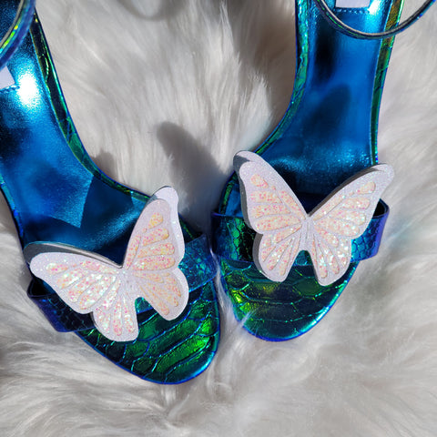 pastel glitter butterfly shoe clips, butterfly shoe 