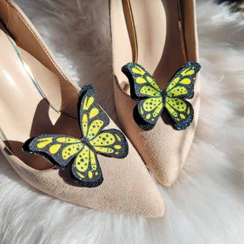 Lemon butterfly, shoe clips