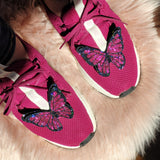 raspberry glitter butterfly shoe clips