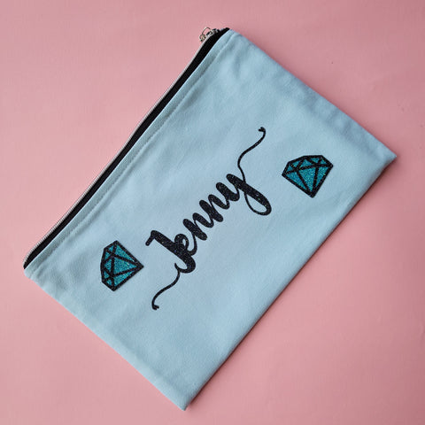 Personalized Makeup Bag Monogram Make Up Bag Bridesmaid Gift Canvas Pouch Wedding Bridal Shower Gift for her Custom Name Cosmetic Bag