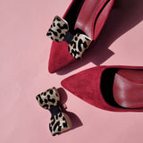 Leopard bow shoe clips 