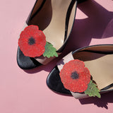 Red poppy shoe clips, Remembrance day