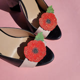 Red poppy shoe clips