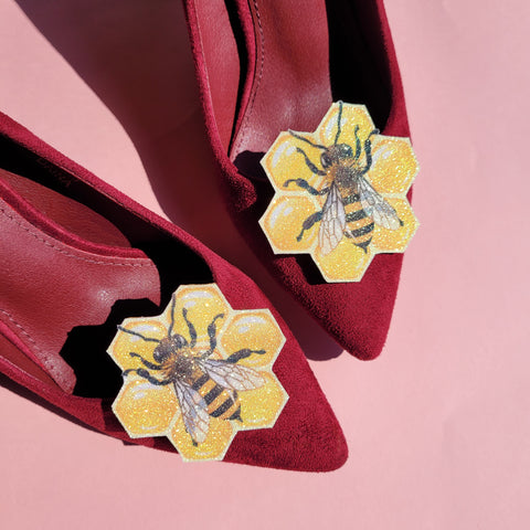 Bee Honeycomb shoe clips 
