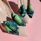 Tropical leaf shoe clips bow