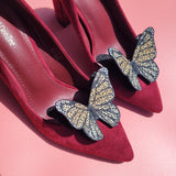 Leopard Butterfly shoe clips, Gepard shoe clips, glitter butterfly wings,