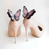Pastel pink monarch butterfly shoe clips
