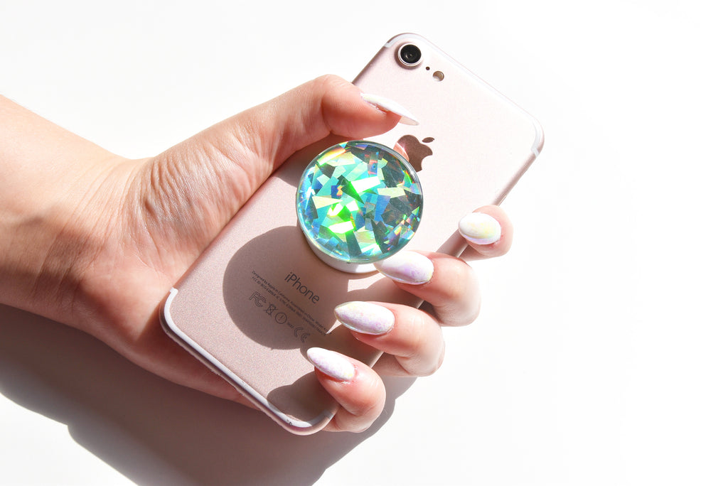 Diamond Gemstone PopSockets, Holographic Glitter PopSockets, mint Glitter –  ManiliaShop