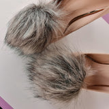 fox fur shoe clips, faux fur pompoms