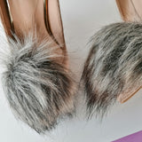 faux fur fox pompoms shoe clip