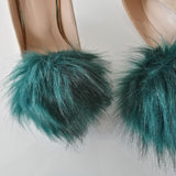 green faux fur pompoms shoe clip
