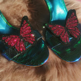 Glitter butterfly shoe clips