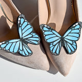 Blue Monarch butterfly wedding shoe clips