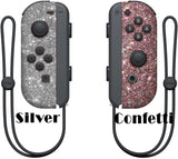 Glitter Skin for Nintendo switch Joy-Con, glitter skin wrap decal, animal crossing, Silver joy-con