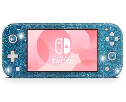 Aqua glitter skin wrap sticker for Nintendo Switch Lite