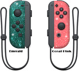 Glitter Skin for Nintendo switch Joy-Con, glitter skin wrap decal, animal crossing, coral pink, Emerald