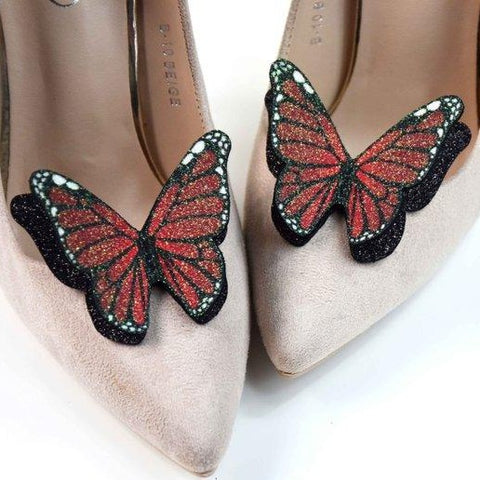Red butterfly shoe clips