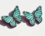 Mint Monarch butterfly wedding shoe clips