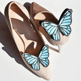 Blue glitter Monarch butterfly shoe clip