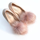 Rose gold pompoms shoe clips, faux fur pompom
