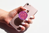 Holographic pink Glitter, Diamond, iridescent, rose decal/sticker for popsockets, for selfie holder, ring holder