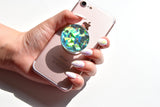 Holographic mint Crystal, Diamond, iridescent, Turquoise, Alabaster decal/sticker for popsockets, for selfie holder, ring holder