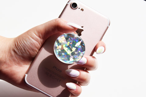 Iridescent Silver diamond Sparkle Gamestone 3D decal stickerfor popsockets, phone holder, tablet, iPad holder