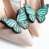 Green monarch butterfly shoe clip, wedding shoe accessories
