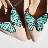 mint butterfly glitter shoe clips