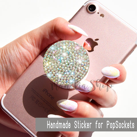 Rhinestone Holographic Opal Gemstone STICKER for PopSockets Crystal Unicorn iridescent sparkle for selfie holder phone grip