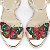 Red Peacock Butterfly shoe clips, bridal shoe, bridesmaids shoe accessories