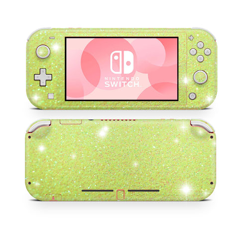 Nintendo Switch Lite wraps , sticker, decal neon yellow glitter
