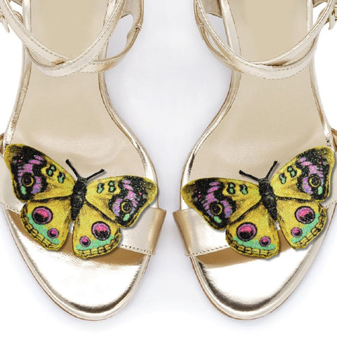 Yellow Peacock Butterfly shoe clips, bridal shoe, bridesmaids shoe accessories